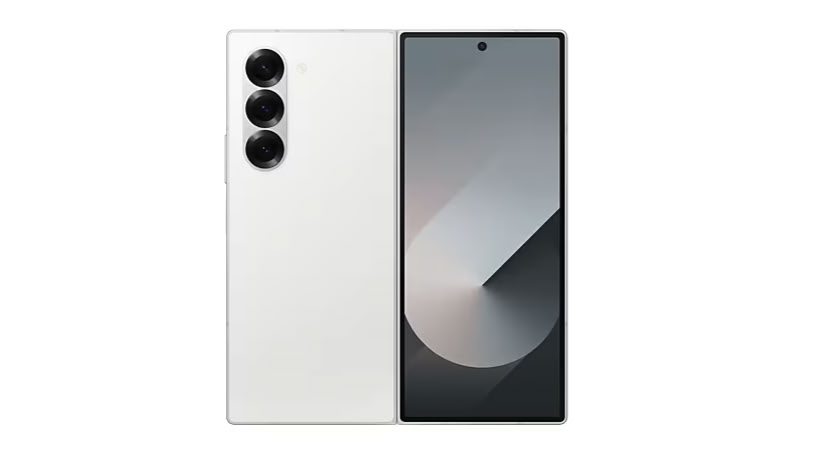 A Samsung Galaxy Z Fold 6 in White